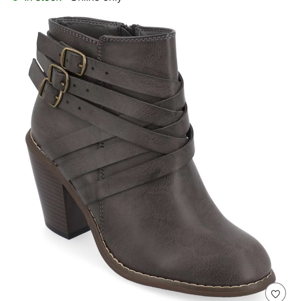 Journee Collection Women's Strap
Inside Zip Stacked Heel Booties - Gray size 7